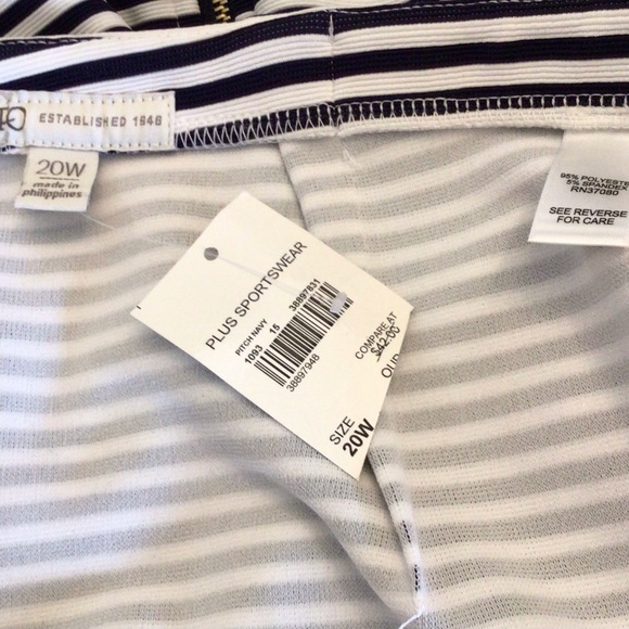 Cato Womens Navy Blue Striped Zip Back Knee Length Pencil Skirt Size 20W - Picture 4 of 5